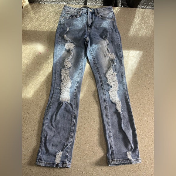 Risen 26/3 distressed straight leg jeans - Picture 1 of 8